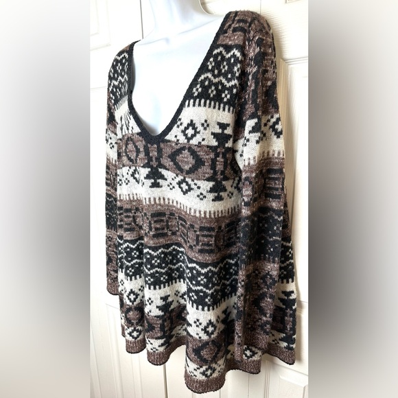 FREE PEOPLE Fair Isle Cabin Fever Sweater Tunic Wool Blends Long Nordic Geo Knit - Picture 3 of 15